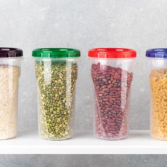 PLASTICPRO [48 oz 8 Pack] Twist Top Deli Containers Clear bottom With blue Top Twist on Lids Reusable, Stackable, Food Storage Freezer Container Pack of 8 - Image 8