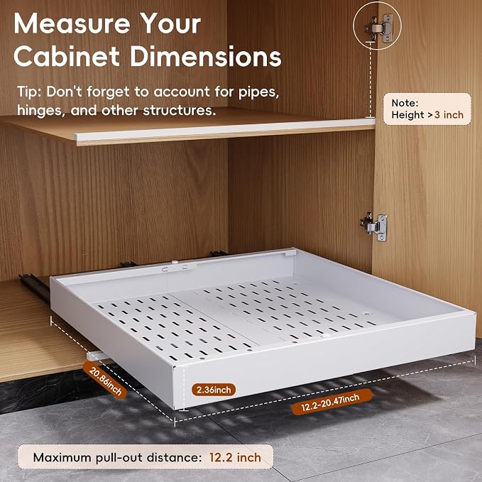 Pull Out Cabinet Organizer, 21"Deep Slide Out Drawers for Kitchen Cabinets - Image 3