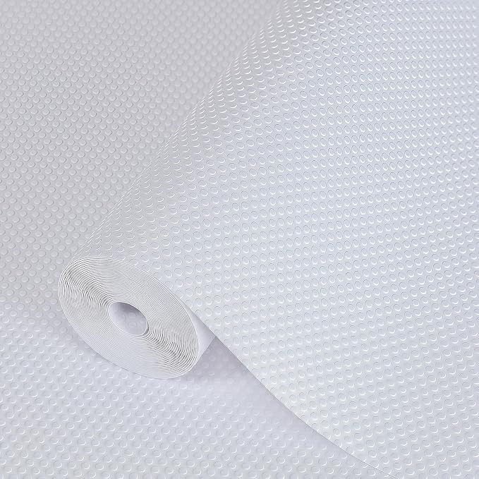 Hersvin Shelf Liners 10 in x 20 ft EVA Drawer Mats, Non-Adhesive Cupboard Pad, Kitchen Cabinet Lining Fridge Cushion (White Dot, 25.4cmx610cm) by Hersvin