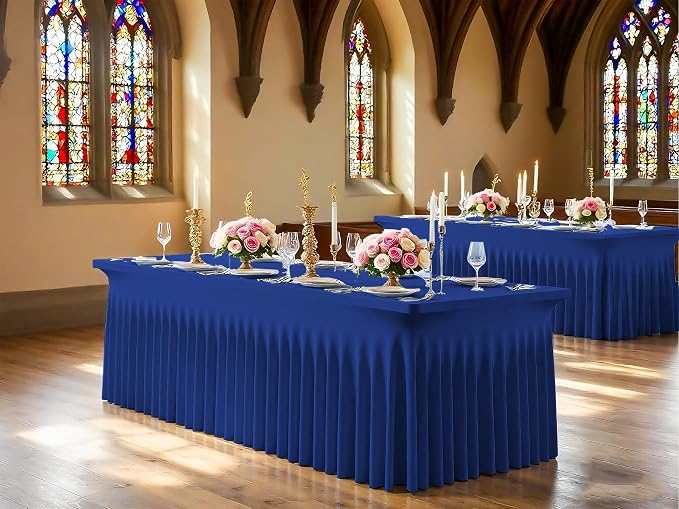 6 Packs Navy Blue Spandex Table Clothes for 6 Ft Tables - Image 8