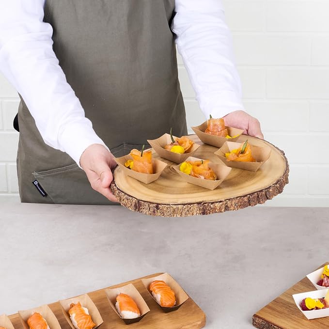 Restaurantware-Bio Tek 2 Ounce Food Trays, 400 Disposable Paper Food Trays - Heavy-Duty, Grease-Resistant, Kraft Paper Food Boats, For Snacks, Appetizers, Or Treats, Use At Parties Or Carnivals - Image 5