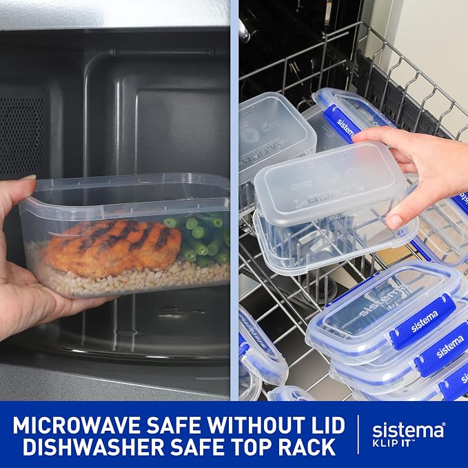 Sistema KLIP IT Storage Containers, Airtight and Stackable Food Storage Containers with Lids, Lunch Boxes and Snack Boxes, BPA-Free, 18 Pieces (9 Cans and Lids) - Image 5