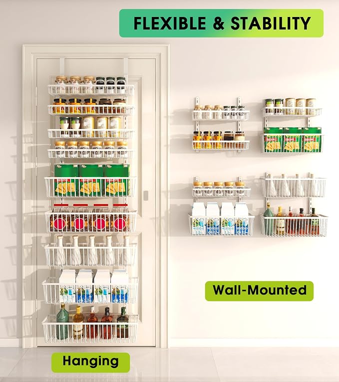 Mefirt White 9-Tier Over The Door Pantry Organizer, Pantry Organization - Image 3
