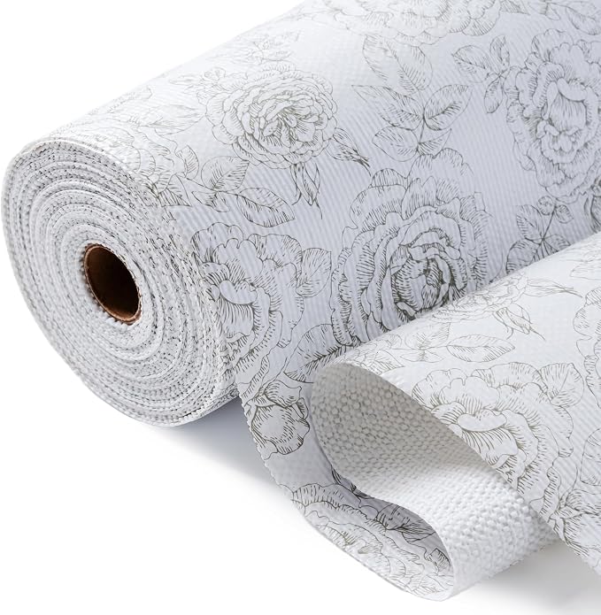 Shelf Drawer Liner for Kitchen Cabinets Non Adhesive, Slip Resistant Strong Grip Thickened Cabinet Liners for Shelves, Non Slip Plastic Shelving Paper for Cupboard, Dresser, Pantry(Rose, 17.5" x 20FT) by CLENAT
