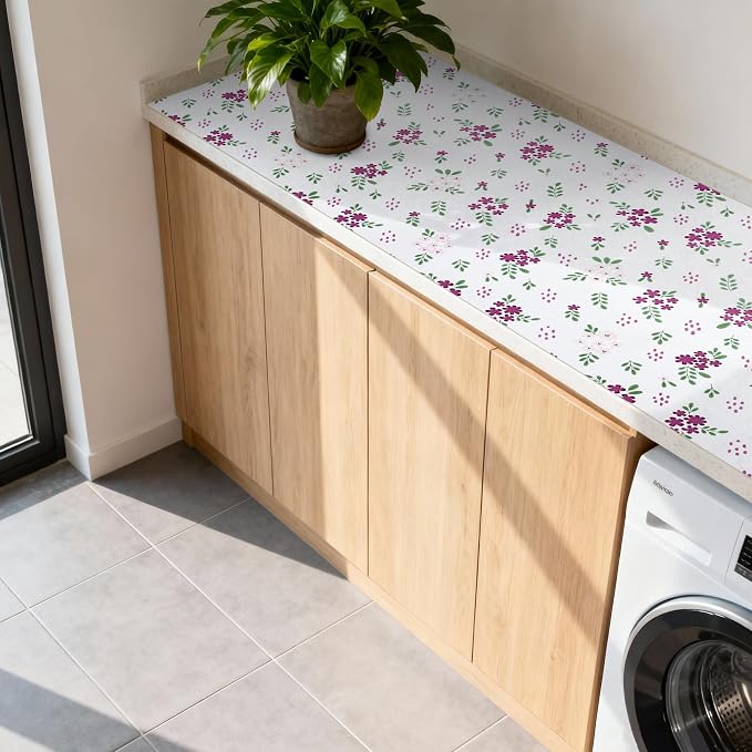 RAY STAR 18 Inch x 8 Ft Shelf Liner for Kitchen Cabinets, Non-Adhesive Cabinet Liner Washable, Drawer Liner for Dresser Non-Slip Bathroom [White Pink Floral](5 Rolls) - Image 8
