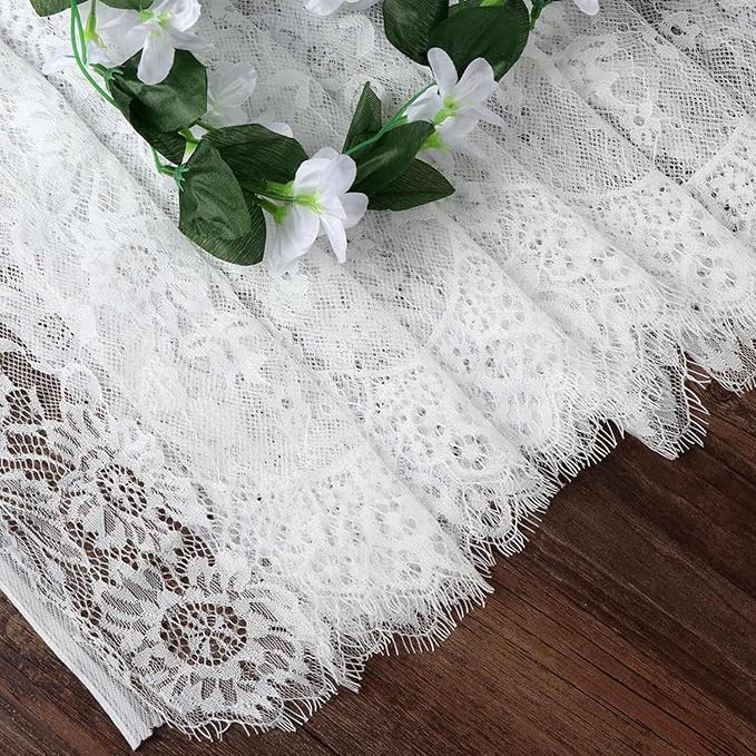 Hooqict 20 Pack White Lace Table Runner 14 x 120 Inch Boho Ivory Lace Table Runner for Rustic Wedding Party Reception Dinner Table Decorations Baby Shower Bridal Shower Embroidered Table Runners - Image 4