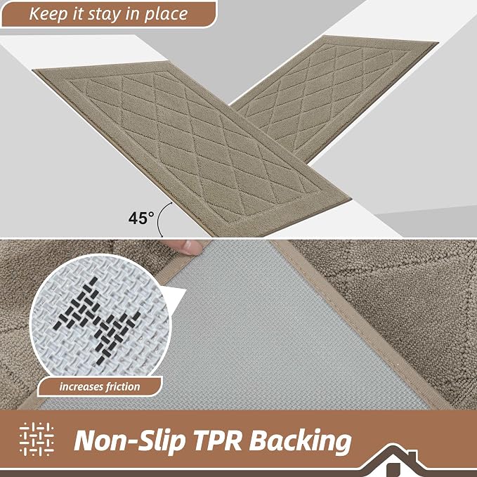 BEQHAUSE Dirt Trapper Door Mat 24" x 36", Doormat Non-Slip, Beige - Image 5