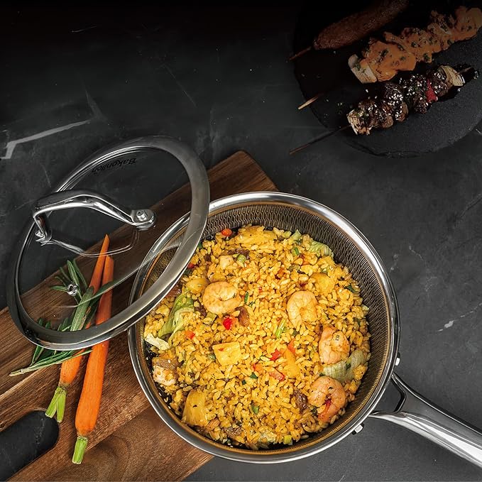 Hybrid Nonstick Saucepan Set of 2 with Lids 1.5 QT and 3 QT, Stainless Steel Honeycomb Pans with Side Pour Spouts,Compatible with All Cooktops,Dishwasher and Oven Safe - Image 5