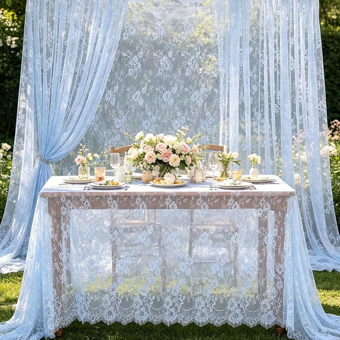 LuoluoHouse Lace Tablecloths Wedding Table Cloths 2pcs 60x120 Inch Vintage - Image 2