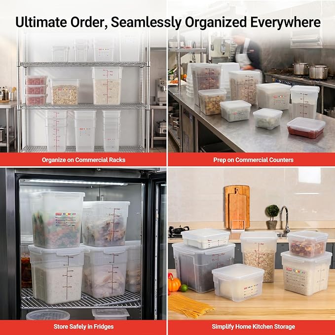 2 Pack 2 QT Commercial Airtight Food Storage Containers, BPA-Free Translucent Polypropylene, Stackable Ingredient Bin for Prep & Nuts, Shallow Model - Image 7