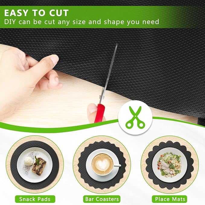 WochiTV Shelf Liner for Cabinets, Drawer 11.8 Inch x 10 Feet, Non Adhesive EVA Plastic Waterproof Protectors Mats for Kitchen, Pantry, Bathroom Closet, Cupboard, Black - Image 3