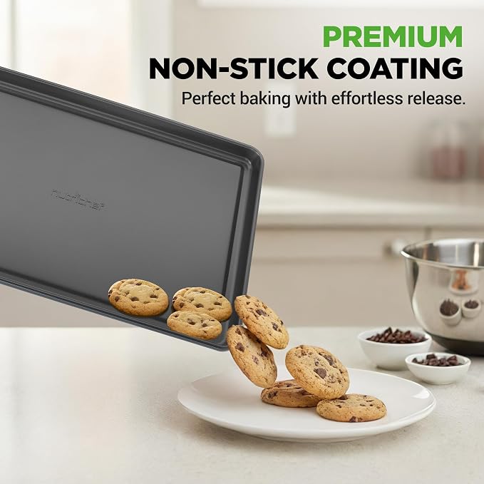 NutriChef 8-Piece Nonstick Stackable Bakeware Set - PFOA, PFOS, PTFE Free Baking Pans Set w/Non-Stick Coating, 450°F Oven Safe, Round Cake, Loaf, Muffin, Wide/Square Pans, Cookie Sheet (Gray) - Image 4