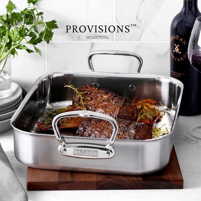 Hestan Provisions – 14.5" Classic Clad Roaster with Stainless Steel Rack - Image 9