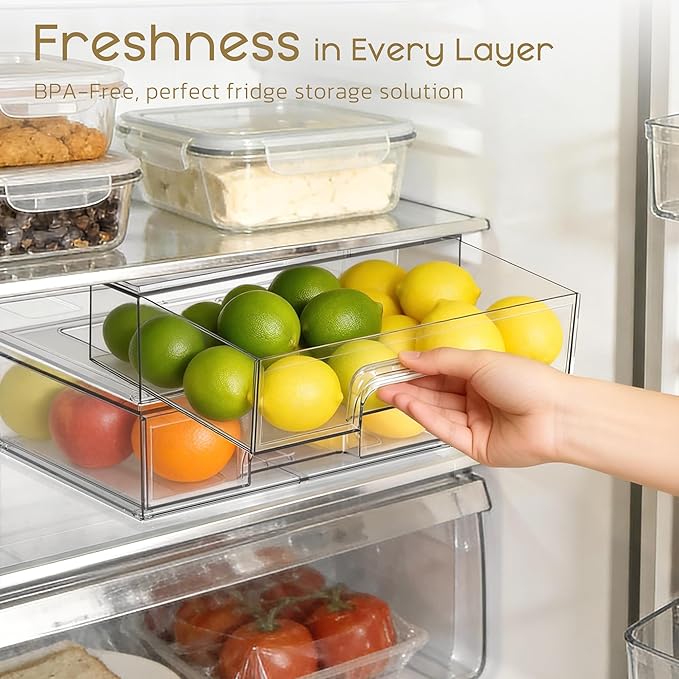Criusia Stackable Storage Drawers, 4 Pack Clear Plastic Makeup & Bathroom Organizer, Versatile Storage Bins for Vanity, Under Sink, Kitchen Cabinets & Pantry - Image 6