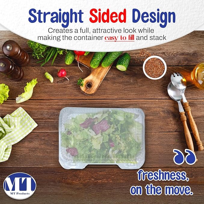 MT Products Plastic Pastry Containers – 9.38" x 6.75" x 2.62" Clamshell Food To Go Containers for Salad, Cookies & Desserts (Pack of 350) – Made in USA - Image 5