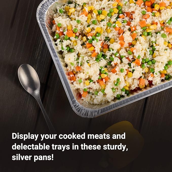 Aluminum Pans Half Size, 9X13, Extra Heavy Duty Disposable Foil Pans For Baking (20 Pack) Roasting & Chafing, Deep Tin Foil Bakeware, Steam Table Tray, Cookware, Food Prepping, Cake & Oven Pan - Image 5