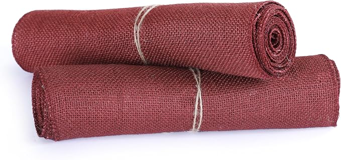 MDS® Pack of 12 Natural Burlap Table Runner, 12 x 72 Inch, Jute Rustic Farmhouse Boho Table Decor for Wedding Reception, Dining Table, Bridal Shower, Baby Shower & Party Decorations - Maroon - Image 5
