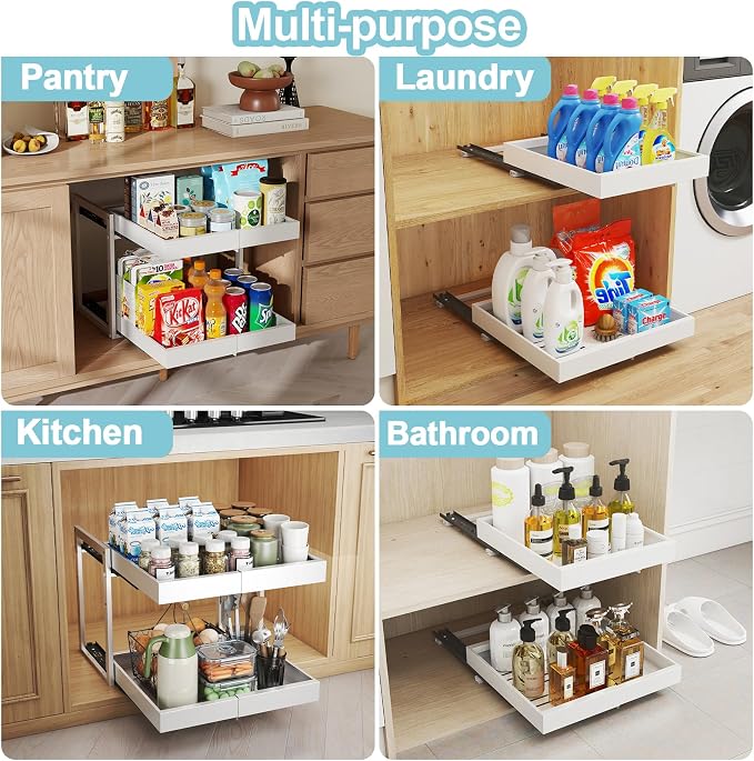 Golener 2-Tier Expandable Pull Out Cabinet Organizer, Cabinet Drawers, 16"D - Image 7