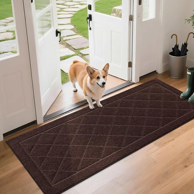 BEQHAUSE Dirt Trapper Door Mat 24" x 60", Doormat Non-Slip, Brown by BEQHAUSE