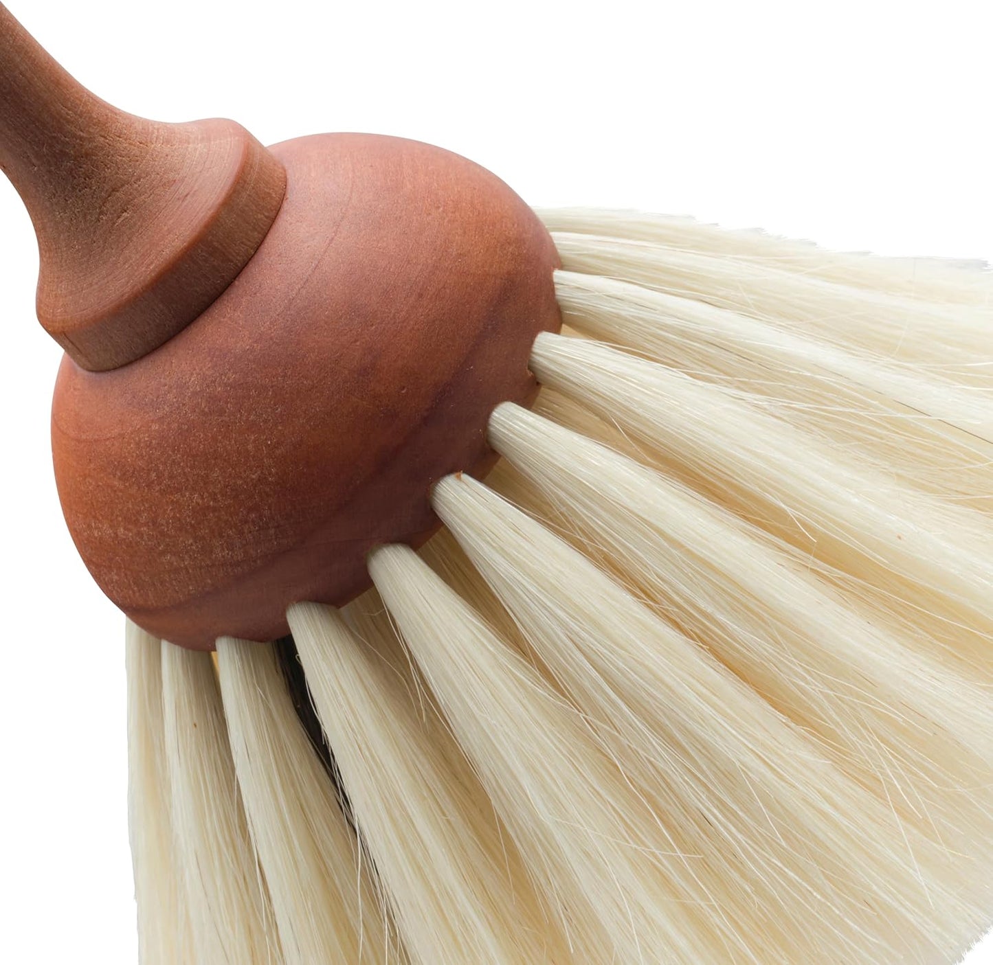 REDECKER Goat Hair Dust Brush with Oiled Pearwood Handle, 13-1/2 inches - Natural Bristle Dusters German Cleans Delicate Surfaces, Hanging Loop for Storage with Black Dot - Goat Hair Dusting Brush