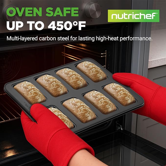 NutriChef 42 Pc Bakeware Set Nonstick, Carbon Steel Baking Pans w/Utensils | Complete Baking Set, Includes Muffin Pan, Loaf Pan, Cake Pan, & Baking Tools, Stackable, Oven Safe upto 446°F, Warp Resistant - Image 8