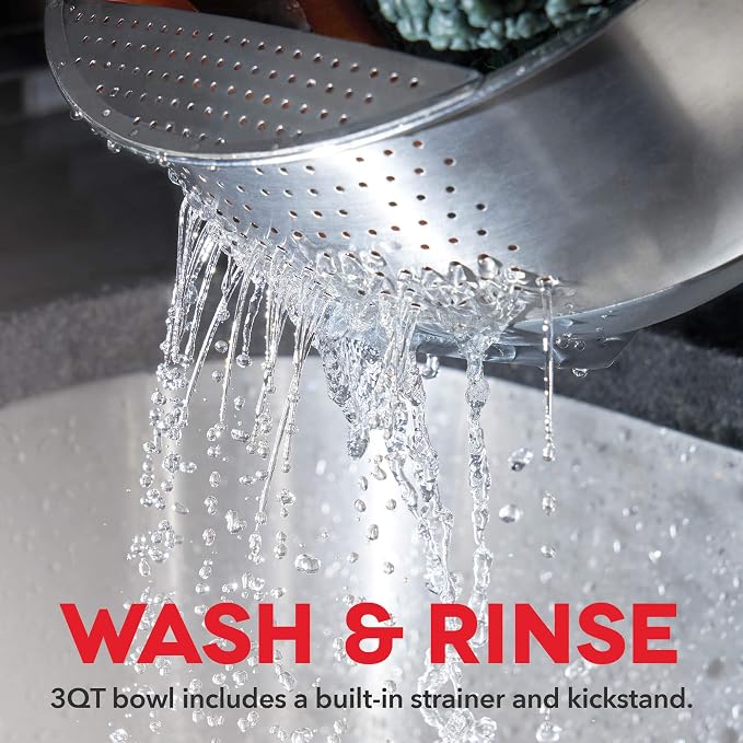 DASH Stainless Steel Mixing Bowls with Lids, Silicone Non-Slip Base with Measuring Lines and Strainer, 3 Bowl Set - 1.5 Quart, 3 Quart, & 5 Quart - Assorted Blue - Image 4