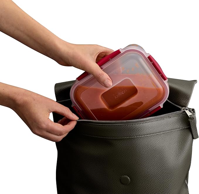 Joseph Joseph Nest Lock 8-piece Plastic BPA Free Food Storage Container Set with Lockable Airtight Leakproof Lids - Red - Image 6