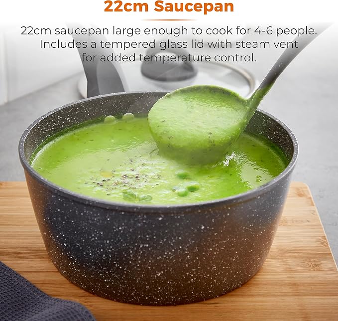 Tower Cerastone Saucepan with Easy Clean Non-Stick Ceramic Coating, 22 cm, Graphite - Image 3
