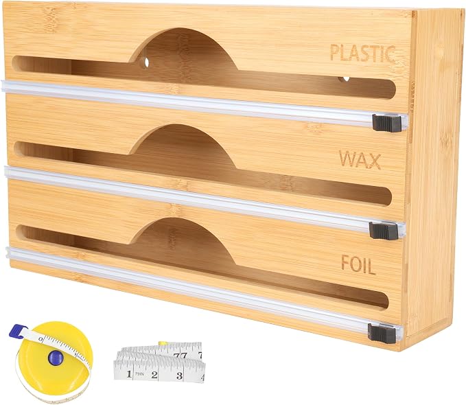 Bamboo 3-in-1 Wrap Dispenser with Cutter - 12" Rolls - 1 Unit by BambooMN