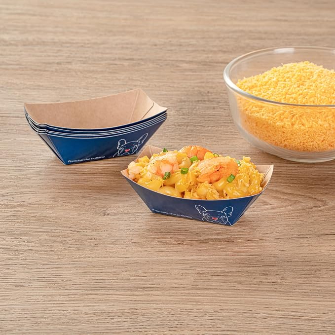 Restaurantware-Bio Tek 2 Ounce Food Boats, 50 Disposable Paper Food Trays - Heavy-Duty, Greaseproof, Frenchie Paper Boats, For Snacks, Appetizers, Or Treats, Use At Parties Or Carnivals - Image 3
