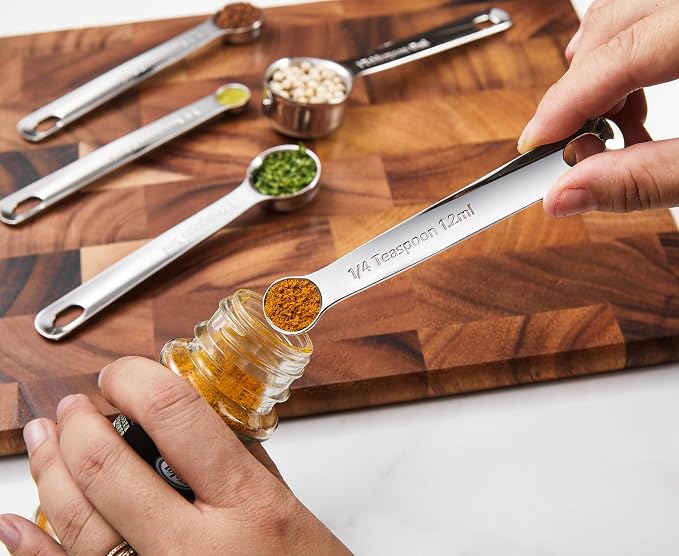 KEAWELL Premium 18/10 Measuring Set (Silver, Measuring Cups & Spoons) | 18/10 Stainless Steel; 10-Piece Nesting Set; Stackable; Upscale; Dishwasher Safe; Ideal for Baking and Cooking. - Image 9