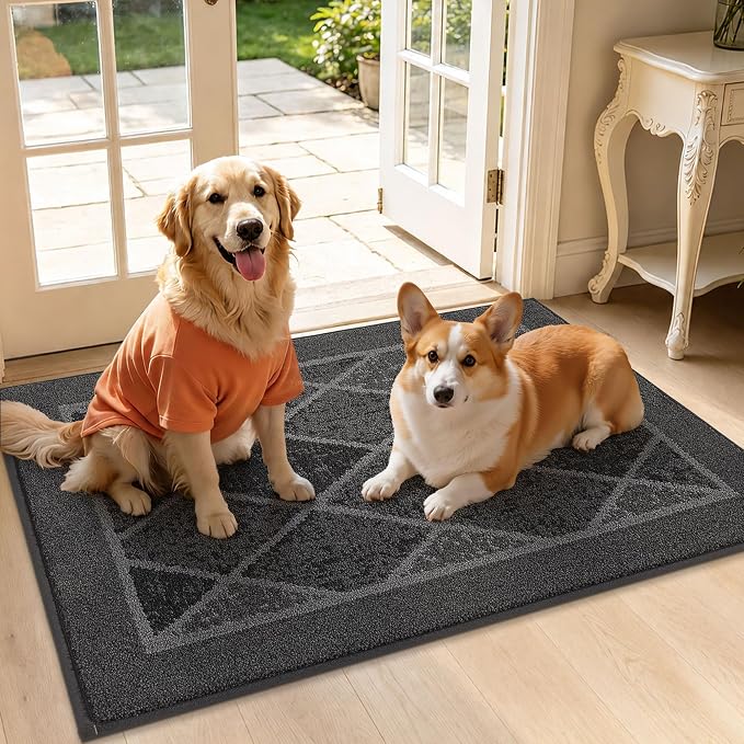 BEQHAUSE Dirt Trapper Door Mats 32" x 48", Non-Slip Washable, Grey - Image 8