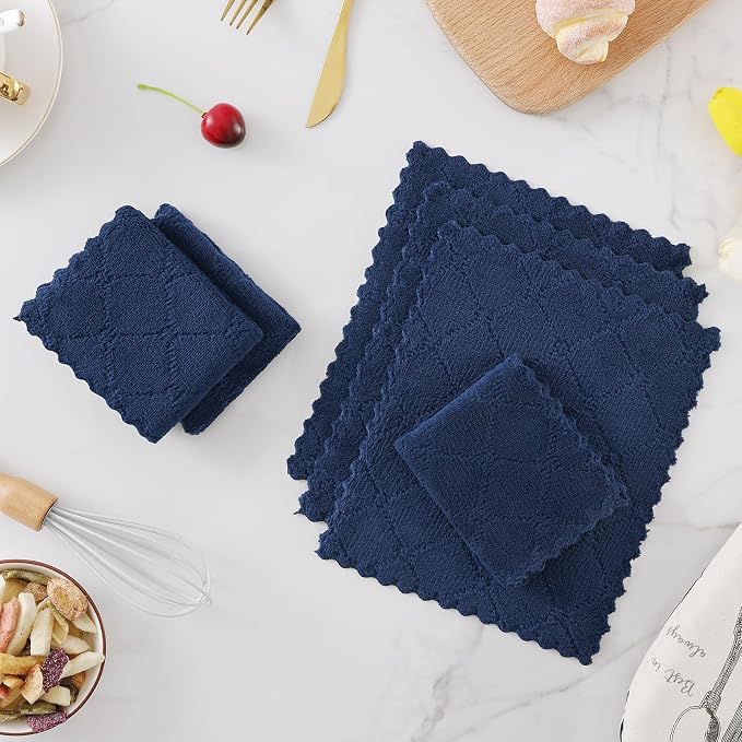 Homaxy Super Soft 16 Pack Coral Velvet Dish Cloths, 10" x 10", Navy Blue - Image 7