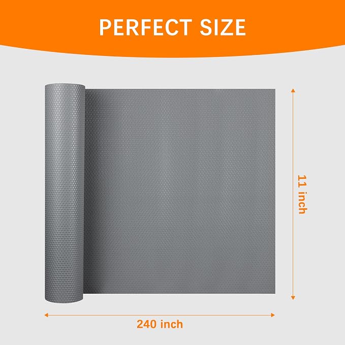 FLPMIX 11" Cabinet Drawer Liner Dark-Grey: Easy Cut Shelf Liners 11" x 240" - Image 9