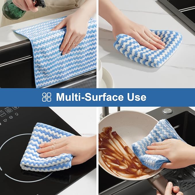 JOYMOOP 5 Pack Microfiber Cleaning Cloth, All-Purpose Microfiber Towels, Absorbent Streak Free Lint Free Rags for Cleaning Reusable and Washable Towels - 11.81" x 11.81" - Image 7