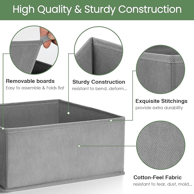 Criusia Drawer Organizer Clothes,16 Pack Underwear Drawer Organizers, Foldable Closet Organizers and Storage Dresser Drawer Dividers Clothing Organizer for Clothes, Socks, Scarves, Bra, Ties (Grey) - Image 4