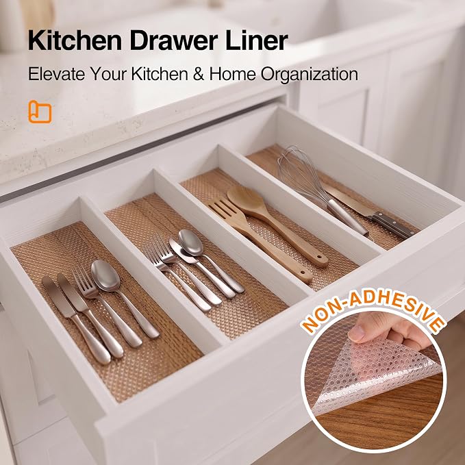 FLPMIX Clear Drawer Shelf Liner: Waterproof Non-Adhesive 10" W x 240" L - Image 4