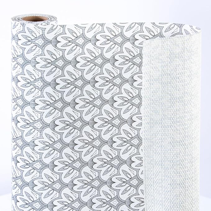RAY STAR 18X96 Inch Shelf Liner for Kitchen Cabinets, Non-Adhesive Cabinet Liner Washable, PVC Drawer Liner for Dresser Non-Slip Bathroom (Black Floral)(4 Roll) by RAYSTAR