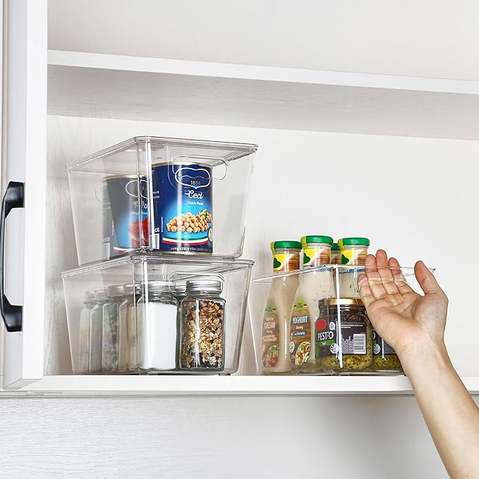 Vtopmart 1 Pack Clear Stackable Storage Bins with Lids and Handles, Medium | BPA-free Plastic, Organize Vertically, For Pantry Kitchen Fridge Cabinet Closet Bathroom, Built to Last, Easy to Move - Image 5