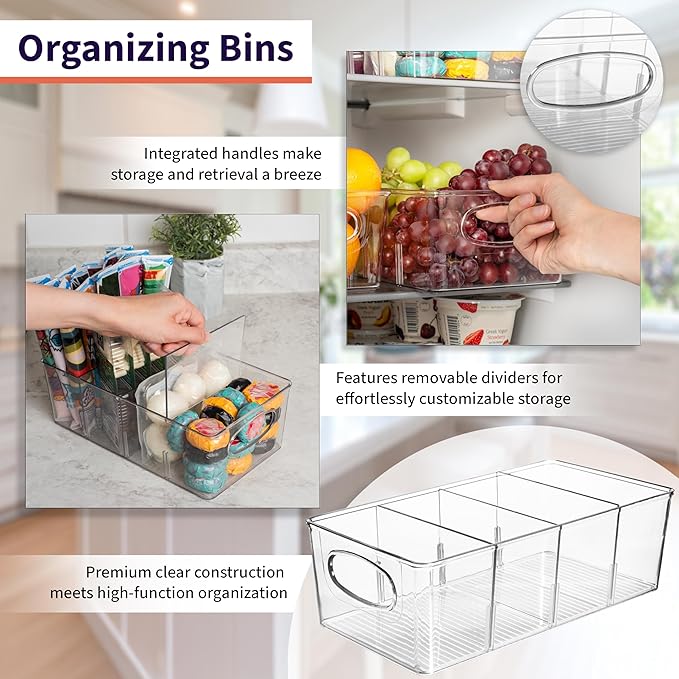 ClearSpace Pantry Organizers and Storage and Cabinet Organizer, 4 Pack | Storage bin with divider for organizing pantry items, food containers, kitchen essentials, and refrigerator storage - Image 3