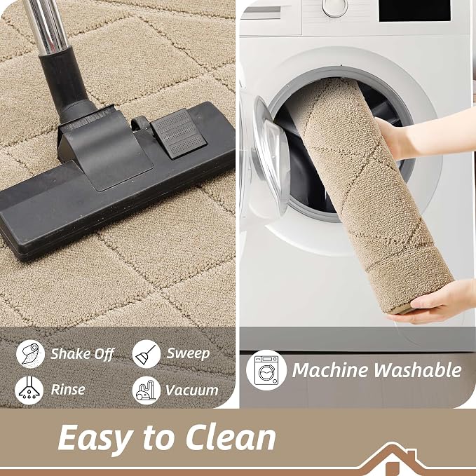 BEQHAUSE Dirt Trapper Door Mat 24" x 36", Doormat Non-Slip, Warm Beige - Image 6