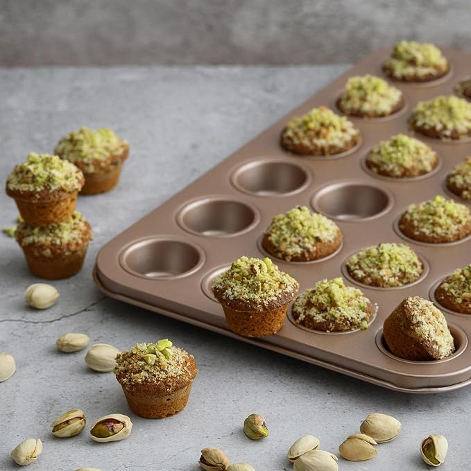 HAPPIELS 24 Cup Mini Muffin Pan Nonstick, PFOA & BPA Free | | Non-Toxic - High Carbon Steel - Gold - Small Cupcake Tin for Oven Baking - Image 7