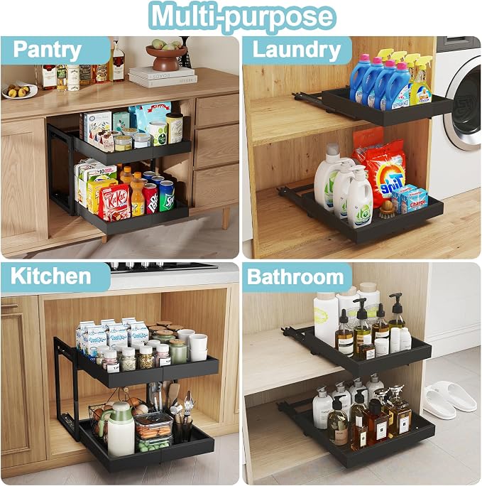 Golener 2-Tier Expandable Pull Out Cabinet Organizer, Cabinet Drawers, 16"D - Image 7