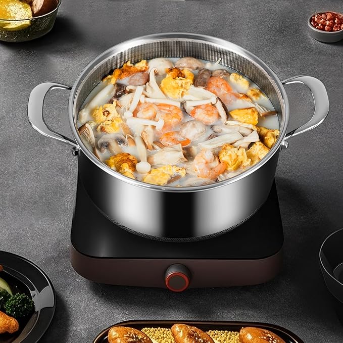 Hybrid Nonstick 7.5 QT Stockpot with Lid, Stainless Steel Stockpot with Honeycomb Texture,Compatible with All Cooktops,Dishwasher and Oven Safe - Image 7