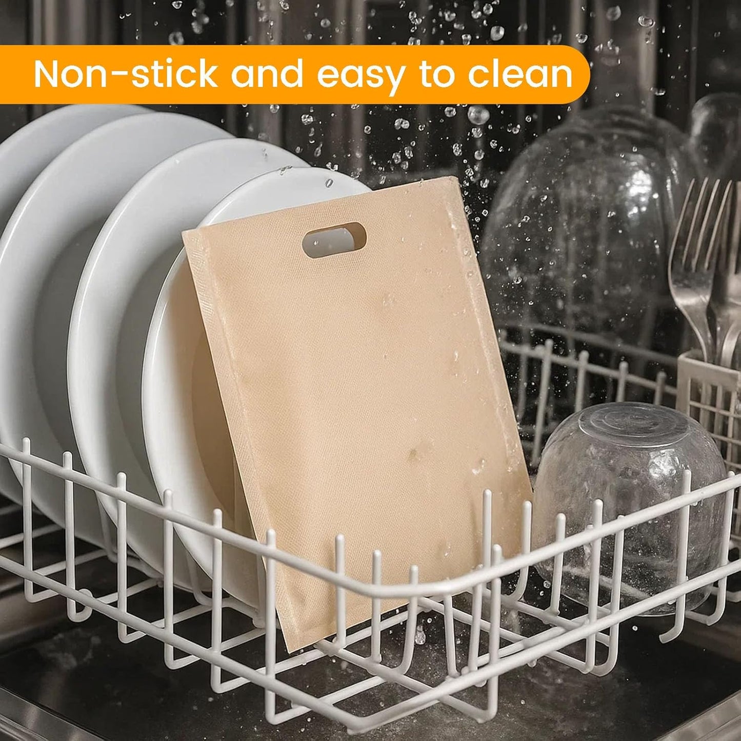 VGOODALL 6 Pack Reusable Toaster Bags, 3 Sizes Non Stick Heat Resistant Sandwich Bags Easy to Clean for Grilled Cheese Sandwiches