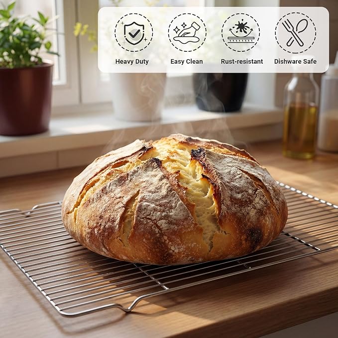 Lounsweer 2 Pack Cooling Racks, 10L x 18W x 1H Stainless Steel Wire Rack for Baking Sheet, Large Cookie Cooling Rack, Oven Safe Cooking Racks for Sheet Pan, Dishwasher Safe, Full Size - Image 4