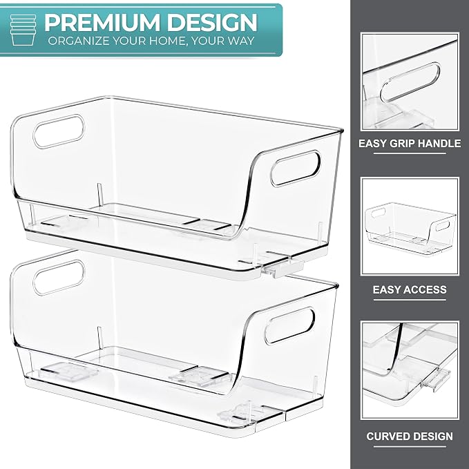 Sorbus Clear Pantry Organizer with Stackable Storage Bins, Open Front - Image 6