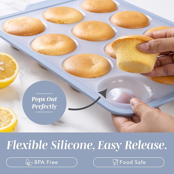 COOK WITH COLOR 17 Pc. Silicone Baking Pan Set - Non-Stick & Easy Clean Silicone Muffin Pans for Baking with Sturdy Metal Frame for Stability, Flexible Cake Molds, Includes Measuring Cups and Spoons - Image 3