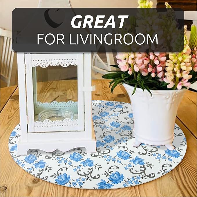 FIFTY FEET 12X120 Inch Shelf Liner for Kitchen Cabinets, PVC Drawer Liner for Dresser Non-Slip Bathroom, Non-Adhesive Cabinet Liner Washable (Blue Floral)(4 Roll) - Image 5