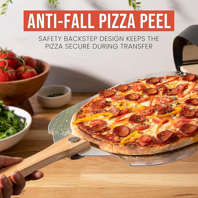 Chef Pomodoro Aluminum Pizza Peel 12x14 in, Foldable Wood Handle | Doubles as Pizza Spatula & Paddle; Non-Stick Aluminum for Ooni, Big Green Egg; Folds Flat, Cool-Touch Handle, Rust-Resistant - Image 6